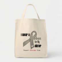 I Wear a Grey Ribbon For My Sister Canvas Bags