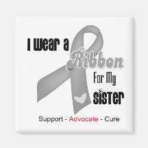 I Wear a Grey Ribbon For My Sister Fridge Magnets