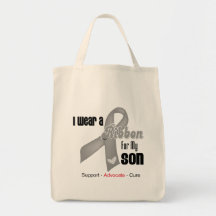 I Wear a Grey Ribbon For My Son Bags