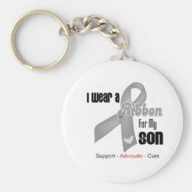 I Wear a Grey Ribbon For My Son Keychains
