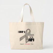 I Wear a Grey Ribbon For The Cure Tote Bags