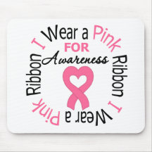 I Wear a Pink Ribbon For Breast Cancer Awareness Mouse Mats
