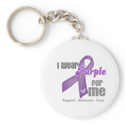 I Wear a Purple Ribbon For Me Keychains