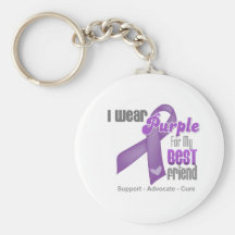 I Wear a Purple Ribbon For My Best Friend Keychain