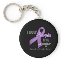 I Wear a Purple Ribbon For My Daughter Key Chain