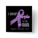 I Wear a Purple Ribbon For My Mom Button