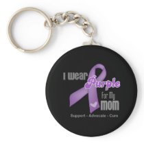 I Wear a Purple Ribbon For My Mom Keychain