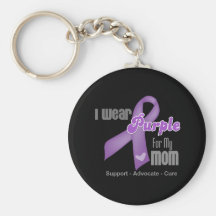 I Wear a Purple Ribbon For My Mom Keychain
