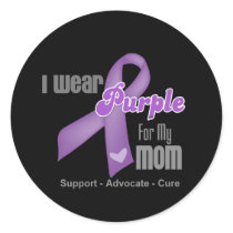 I Wear a Purple Ribbon For My Mom Round Sticker
