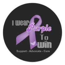 I Wear a Purple Ribbon To Win Stickers