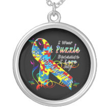 I Wear A Puzzle Because I Love My Granddaughter Necklace