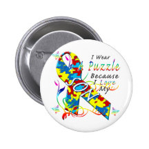I Wear A Puzzle Because I Love My Son Pin