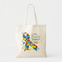 I Wear A Puzzle Because I Love My Son Tote Bags