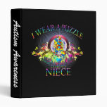 I Wear A Puzzle for my Niece (floral) 3 Ring Binders