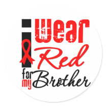 I Wear a Red Ribbon For My Brother Round Stickers