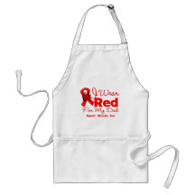 I Wear a Red Ribbon For My Dad Aprons