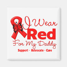 I Wear a Red Ribbon For My Daddy Fridge Magnets