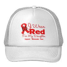 I Wear a Red Ribbon For My Daughter Mesh Hat