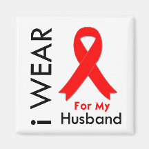 I Wear a Red Ribbon For My Husband Refrigerator Magnets