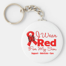 I Wear a Red Ribbon For My Son Keychains
