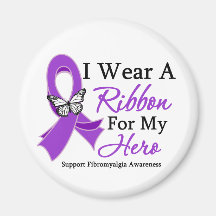 I Wear A Ribbon For My HERO Fibromyalgia Refrigerator Magnet