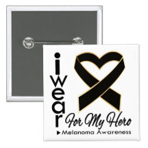 I Wear a Ribbon For My Hero - Melanoma Pin