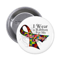 I Wear a Ribbon For My Sisters - Autism Awareness Pins