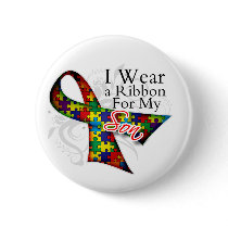 I Wear a Ribbon For My Son - Autism Awareness Button
