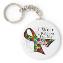 I Wear a Ribbon For My Son - Autism Awareness Key Chain
