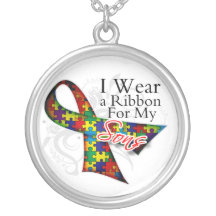 I Wear a Ribbon For My Sons - Autism Awareness Custom Jewelry