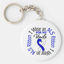 I Wear an ALS Ribbon For My Uncle Keychain