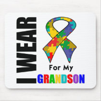 I Wear Autism Ribbon For My Grandson Mouse Mats