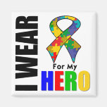 I Wear Autism Ribbon For My Hero Refrigerator Magnets