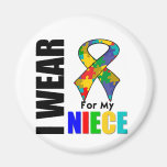 I Wear Autism Ribbon For My Niece Fridge Magnet