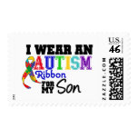 I Wear Autism Ribbon For My Son postage