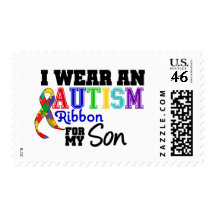 I Wear Autism Ribbon For My Son Postage Stamps
