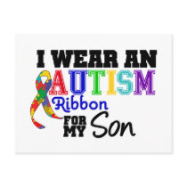 I Wear Autism Ribbon For My Son Postcard