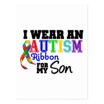 I Wear Autism Ribbon For My Son Postcard