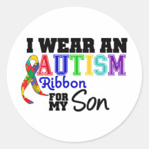 I Wear Autism Ribbon For My Son Round Sticker