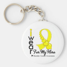 I Wear Bladder Cancer Ribbon For My Hero Keychain
