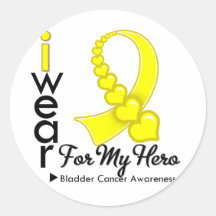 I Wear Bladder Cancer Ribbon For My Hero Sticker