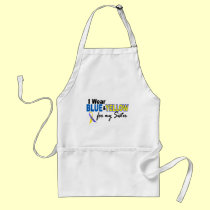 I Wear Blue and Yellow For My Sister Down Syndrome aprons