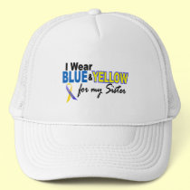 I Wear Blue and Yellow For My Sister Down Syndrome hats