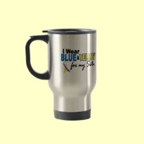 I Wear Blue and Yellow For My Sister Down Syndrome mugs
