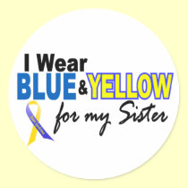 I Wear Blue and Yellow For My Sister Down Syndrome stickers
