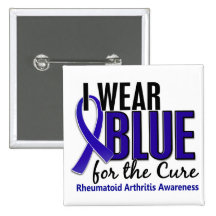 I Wear Blue Cure Rheumatoid Arthritis RA Pinback Buttons