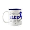 I Wear Blue For My Brother (Blue Awareness Ribbon) mugs