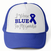 I Wear Blue For My Grandson (Blue Ribbon) Mesh Hat