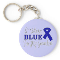 I Wear Blue For My Grandson (Blue Ribbon) Keychains