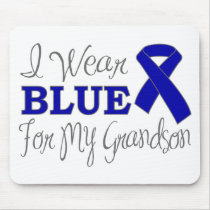 I Wear Blue For My Grandson (Blue Ribbon) Mouse Pad